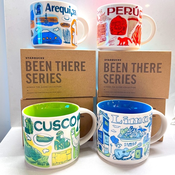 4 x Starbucks 'Been There Series' Mugs LIMA AREQUIPA CUSCO PERU. With tags.